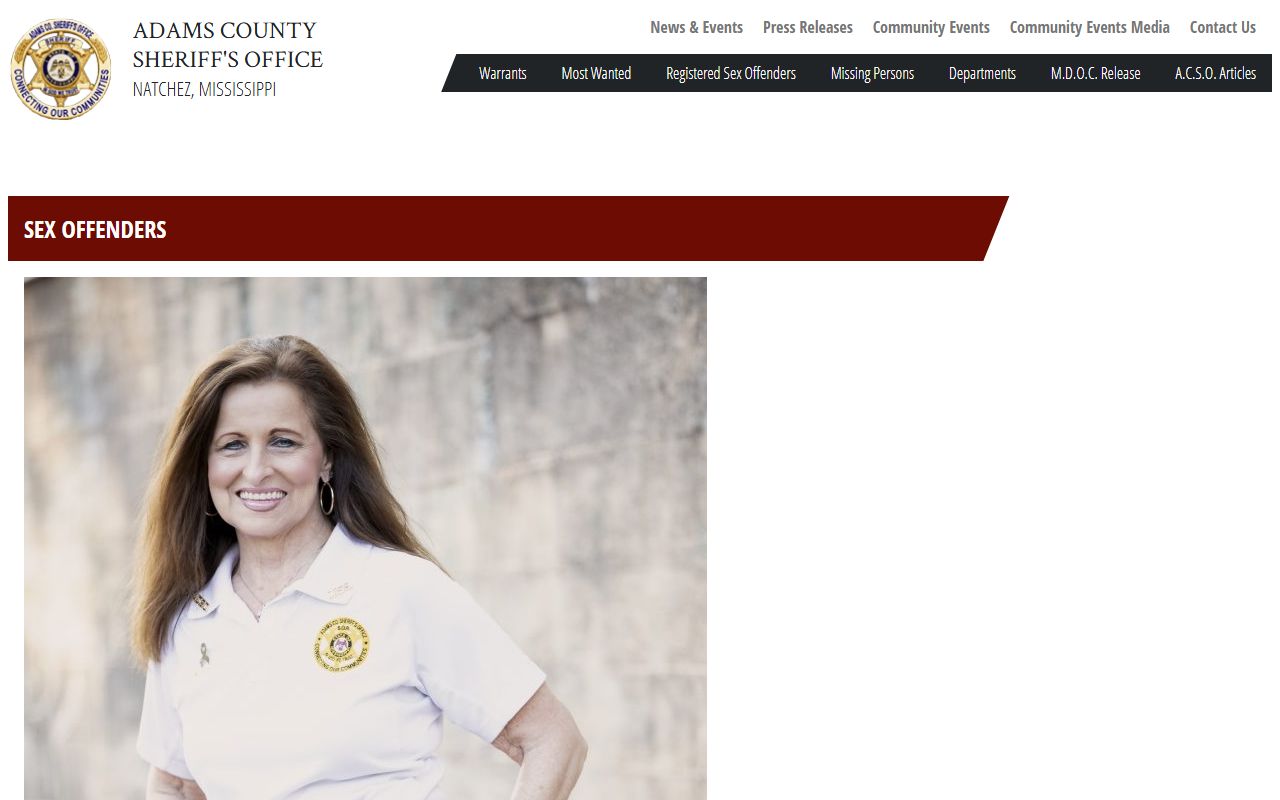 Adams County sex offender registry information page